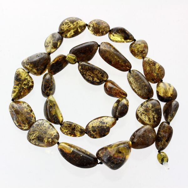 Large dark beads Baltic amber kntted necklace 58cm