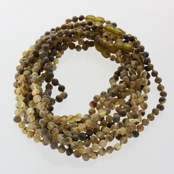 10 Raw Green BAROQUE Baltic amber teething necklaces 32cm