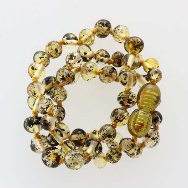 Green Baltic Amber Teething Necklace For Babies