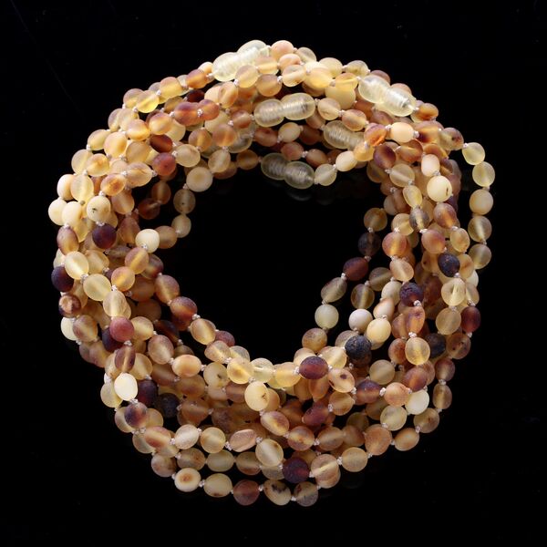 10 Raw BEANS Baby Baltic amber teething necklaces 32cm