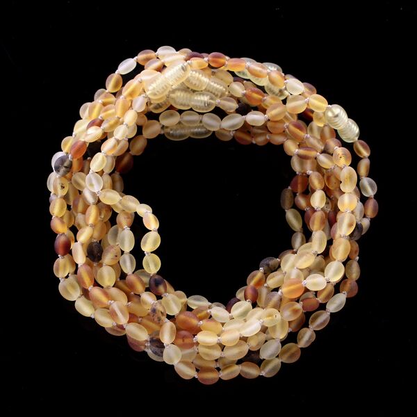 10 Raw MIX BEANS Baby Baltic amber teething necklaces 28cm