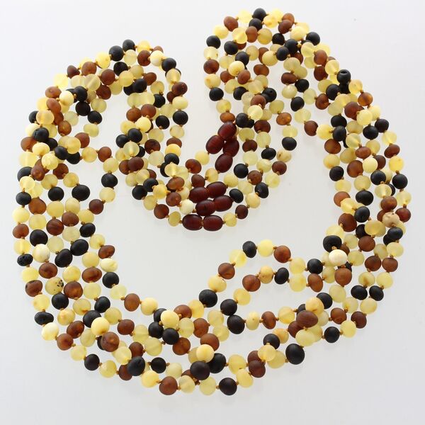 5 Raw Multi BAROQUE Baltic amber adult necklaces 65cm