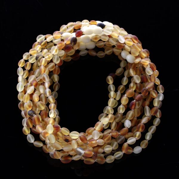 10 Raw MIX BEANS Baby Baltic amber teething necklaces 35cm