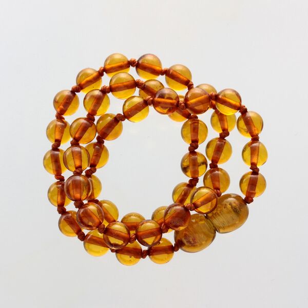 Cognac Round Teething Baltic Amber Necklace