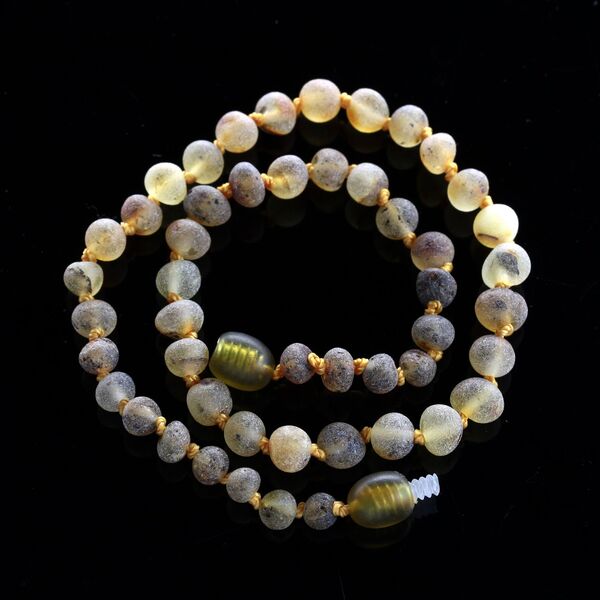 Raw Green Baroque teething Baltic amber necklace