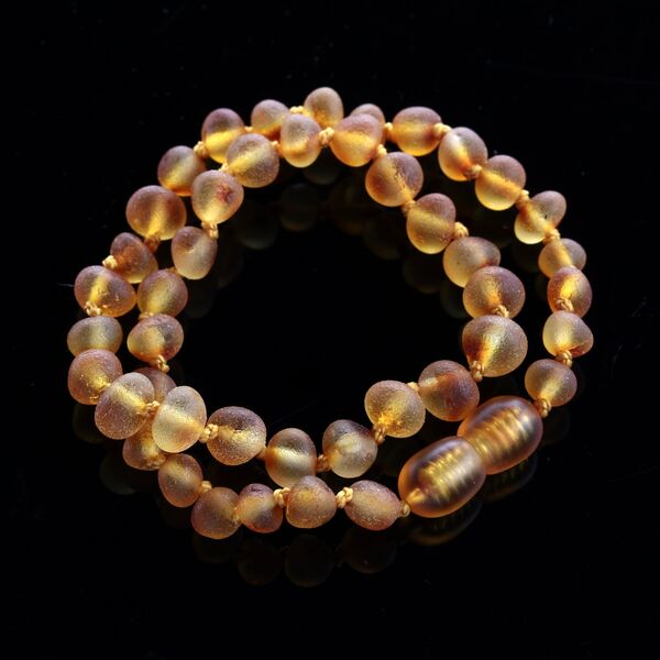 Raw Honey Baroque Teething Baltic amber Necklace 28cm