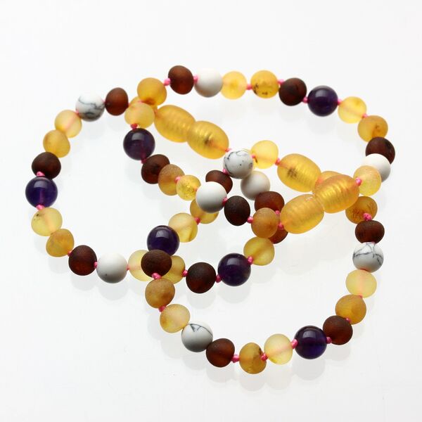 5 Raw Honey Gems Baltic Amber teething necklaces 14cm