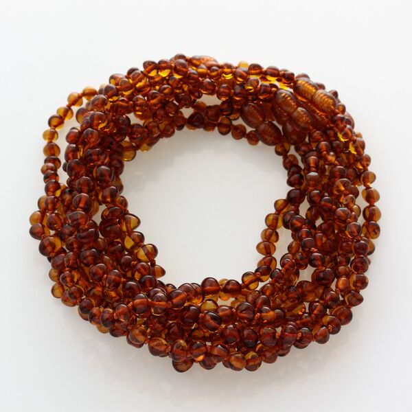 10 Cognac BAROQUE teething Baltic amber necklaces 30cm