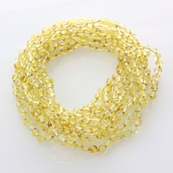 10 Big Lemon BROQUE teething Baltic amber necklaces 33cm