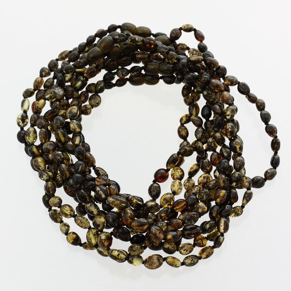10 Dark BEANS Baby teething Baltic amber necklaces 32cm