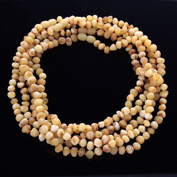 5 Raw Butter BAROQUE Baltic amber adult necklaces 45cm