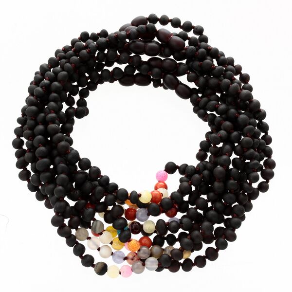 10 Raw Cherry Gems Baltic Amber teething necklaces 33cm