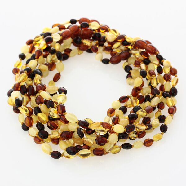 10 Multi BEANS Baby teething Baltic amber necklaces 32cm