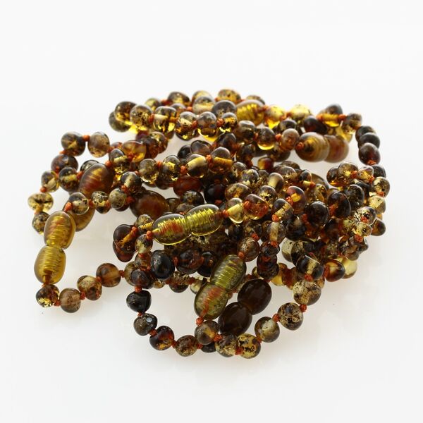 10 Green BAROQUE Baltic amber teething bracelets 14cm