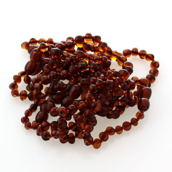10 Cognac BAROQUE Baltic amber teething bracelets 15cm