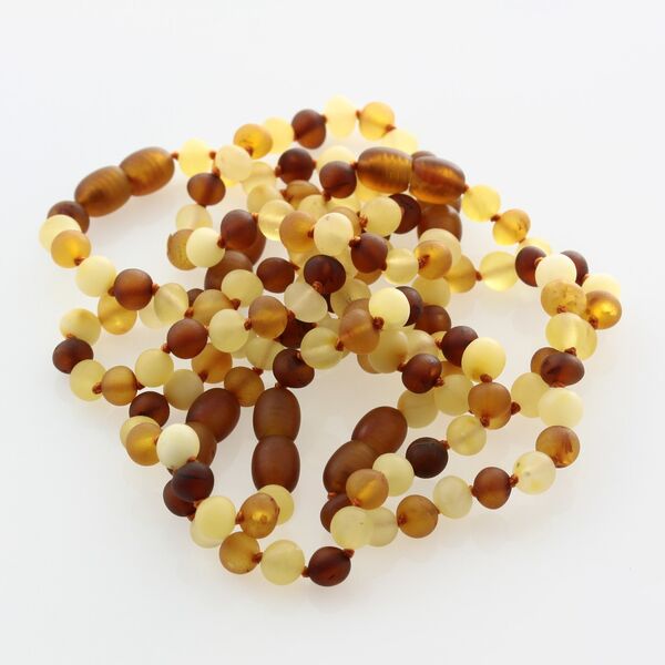 7 Big Raw Multi BAROQUE Baltic amber teething bracelets 14cm