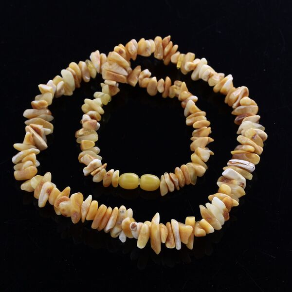 5 Butter CHIPS Baltic amber necklaces 47cm