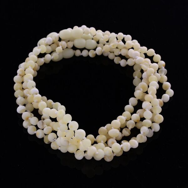 5 Raw White BAROQUE teething Baltic amber necklaces 32cm