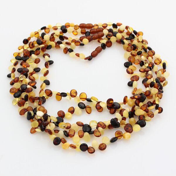 5 Multi Leaf Baltic amber Choker Leaves Necklace 46cm