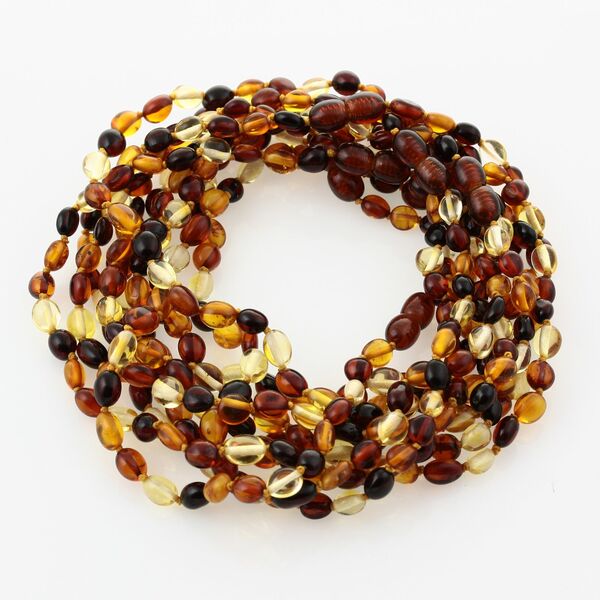 10 Multi BEANS Baby teething Baltic amber necklaces 28cm