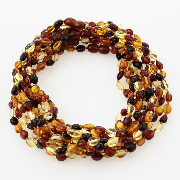 10 Multi BEANS Baby teething Baltic amber necklaces 33cm