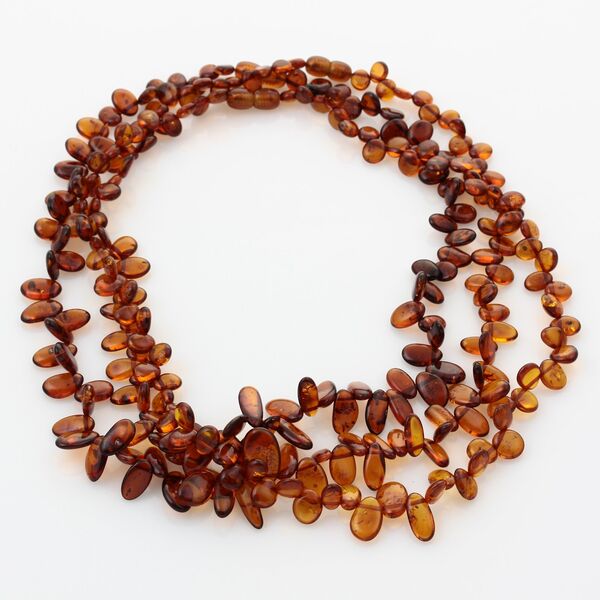 3 Cognac Leaf Baltic amber Choker Leaves Necklace 48cm