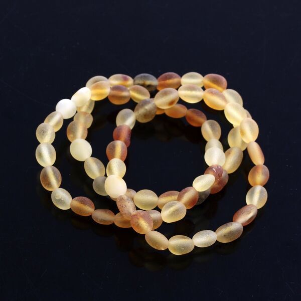 Mix Raw BEANS teething Baltic amber stretch bracelet 14cm