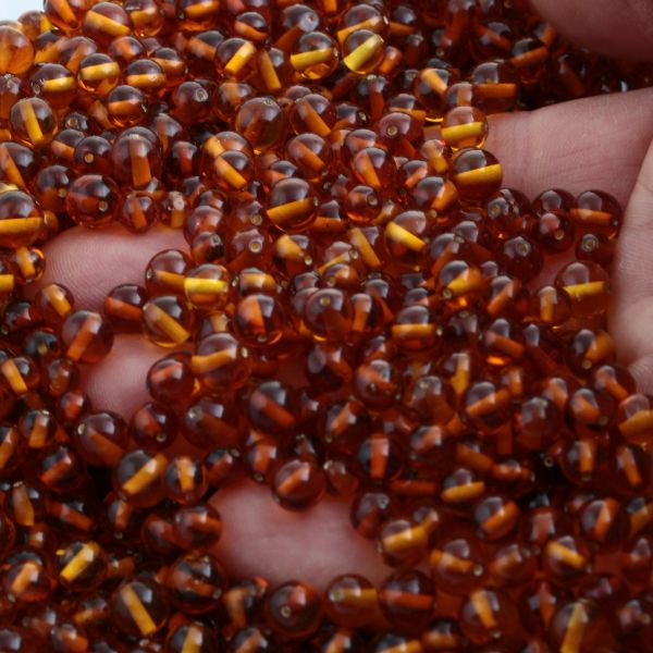 Cognac ROUND Baltic amber holed loose beads