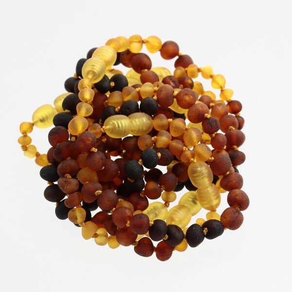 10 Raw Rainbow BAROQUE Baltic amber teething bracelets 14cm