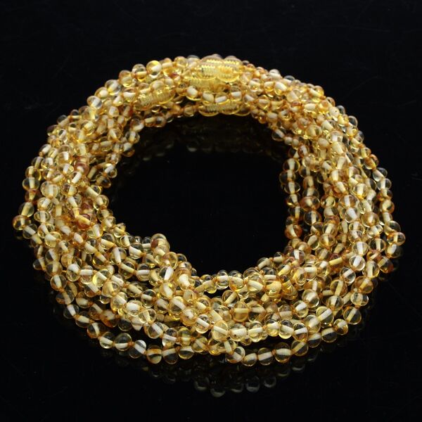 10 Lemon BAROQUE teething Baltic amber necklaces 36cm