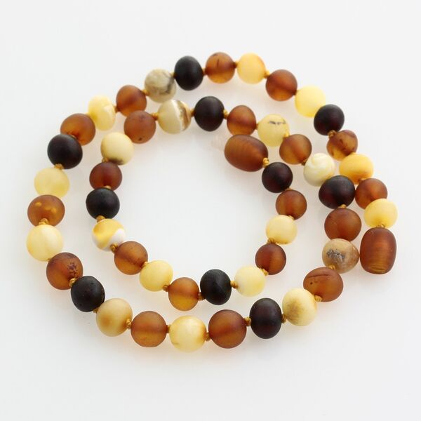 Raw Multi BAROQUE Baltic amber children necklace 38cm