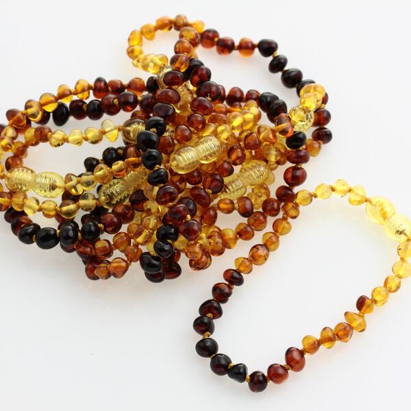 10 Rainbow BAROQUE Baltic amber teething bracelets 16cm