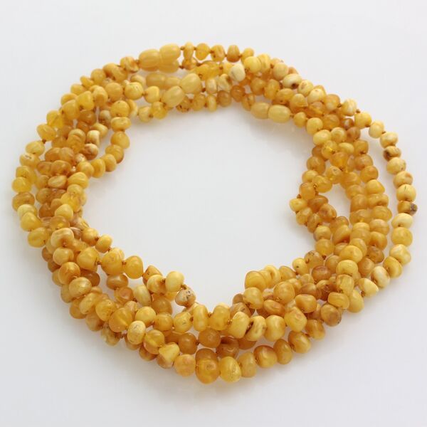 5 Butter BAROQUE beads Baltic amber adult necklaces 46cm