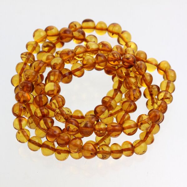 5 Honey Stretch BAROQUE Baltic amber adult bracelets 19cm