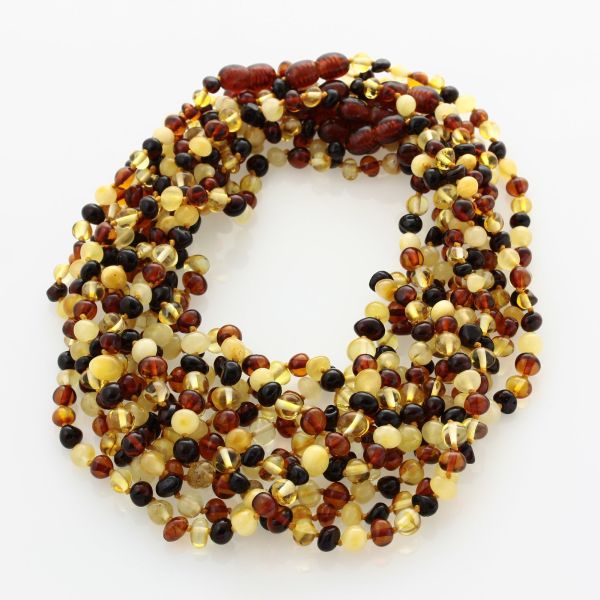 10 Multi BAROQUE teething Baltic amber necklaces 36cm