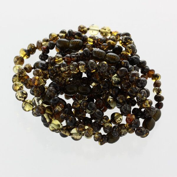 10 Dark BAROQUE Baltic amber teething bracelets 16cm