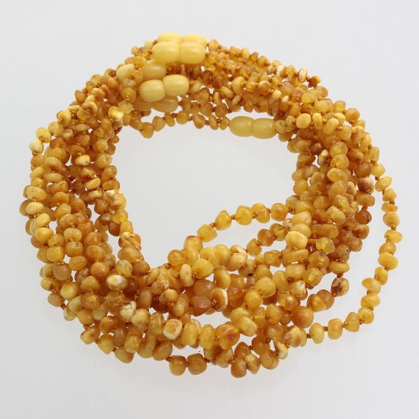 10 Butter BAROQUE teething Baltic amber necklaces 32cm
