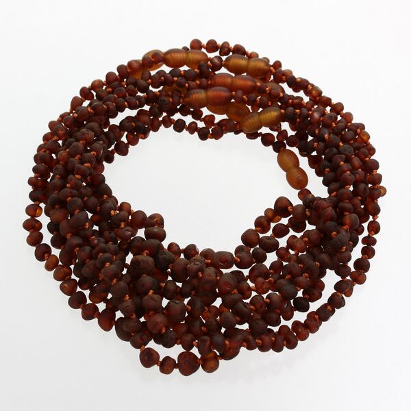 10 Raw Cognac BAROQUE teething Baltic amber necklaces 32cm