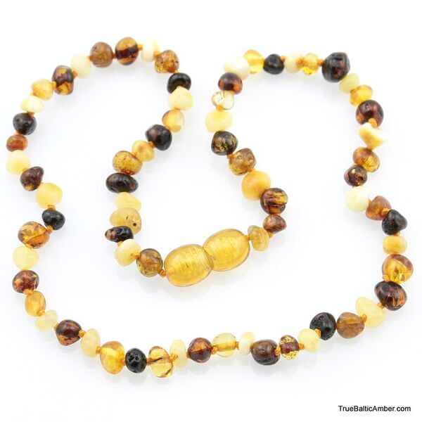 Small Multi BAROQUE Baby teething Baltic amber necklace