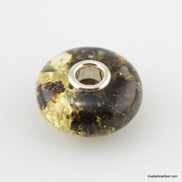 Dark Baltic amber PANDORA style bead