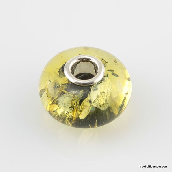 Green Baltic amber PANDORA style bead