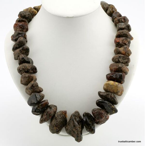 Huge dark HEALING Baltic amber beads necklace 24in