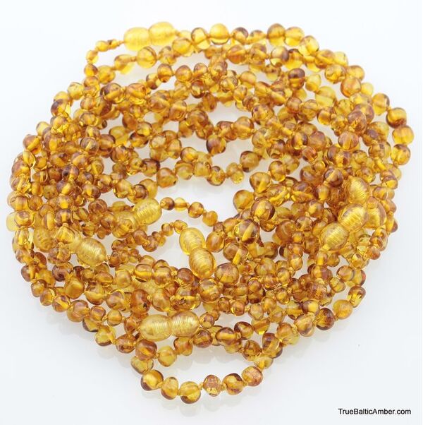 Honey BAROQUE Baby teething Baltic amber necklace