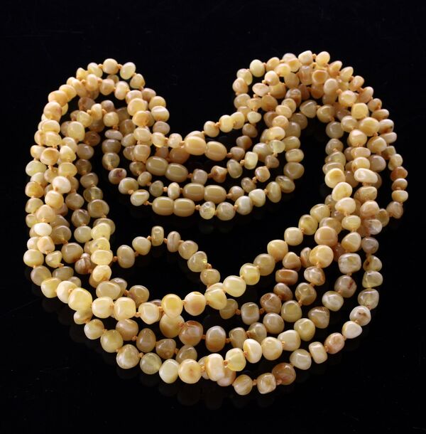 5 Butter BAROQUE beads Baltic amber adult necklaces 45cm