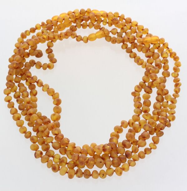 5 Raw Honey BAROQUE Baltic amber adult necklaces 51cm
