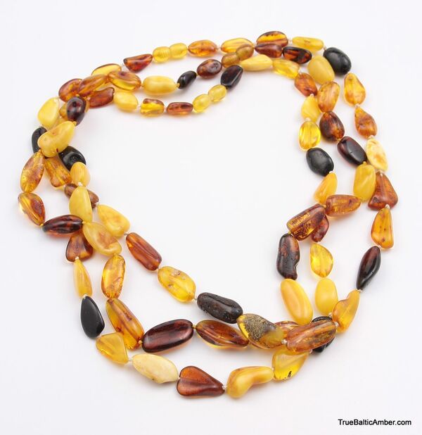 3 Multi Large BEANS Baltic amber adult wholesale necklaces
