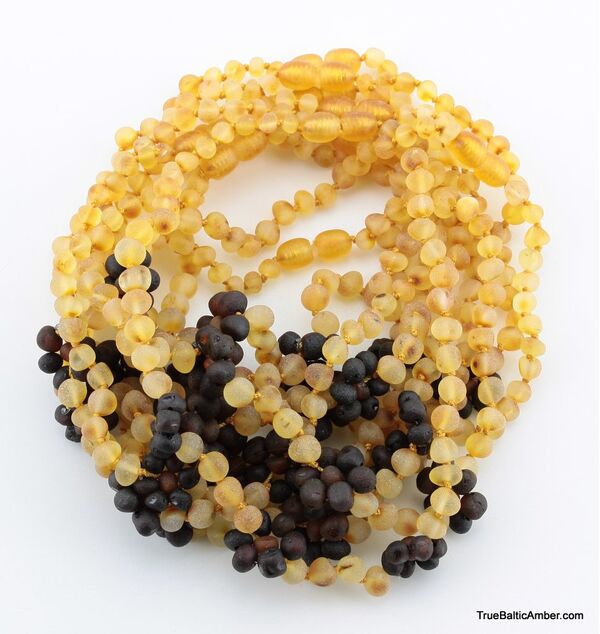 10 Raw Flower BAROQUE Baby teething Baltic amber necklaces