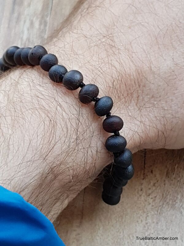 Raw Cherry BAROQUE beads Baltic amber Men bracelet 22cm