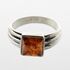 Square shape Baltic amber silver ring