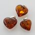 3 Heart Shape Cognac Baltic Amber Pendants Charms